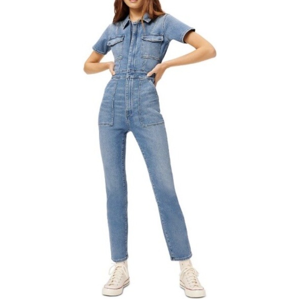 Good American Fit for Success Denim Utility Jumpsuit Belted Size M NWT $199
